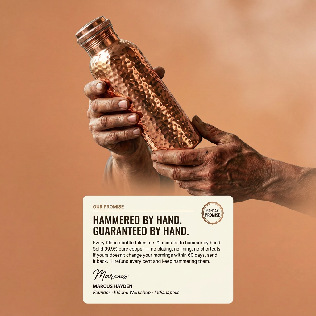 Ayurvedic Hand-Hammered Pure Copper Bottle