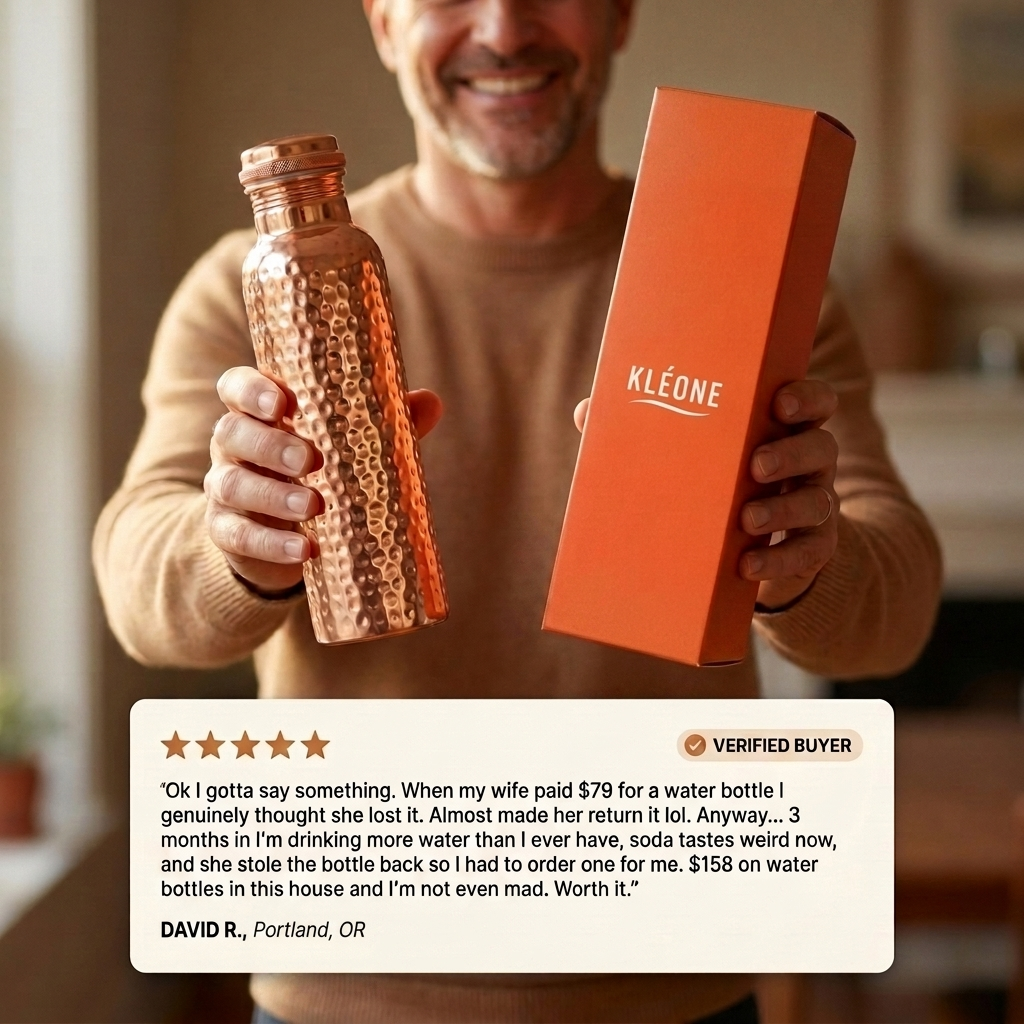 Ayurvedic Hand-Hammered Pure Copper Bottle